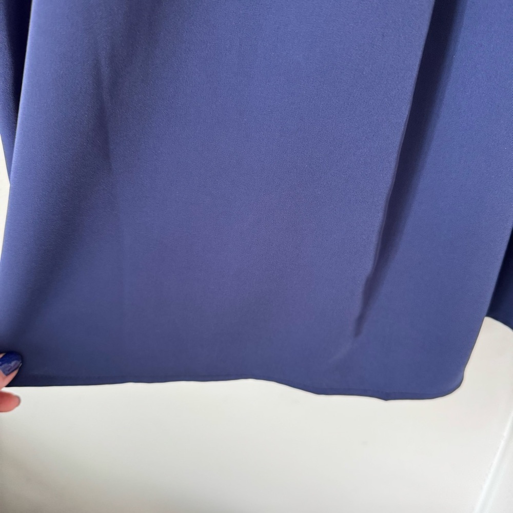 Anela Lux Navy Blue and Black Blouse Size 9 Bow Ruffle Business Casual Fall - Picture 6 of 13